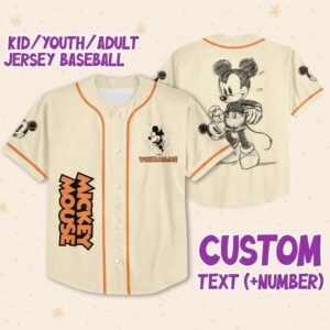 Personalize Mickey Classic Sketup Shirt, Custom Kids, Youth, Adult Disney Baseball Jersey