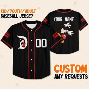 Personalized Disney Mickey Funny Black And Red Disney Jersey Baseball