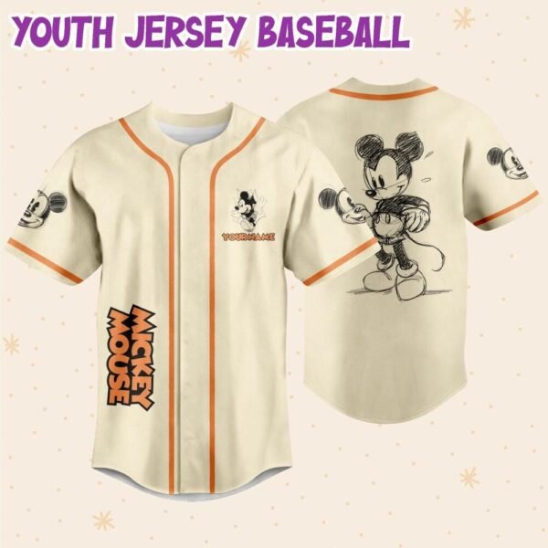 Personalize Mickey Classic Sketup Shirt, Custom Kids, Youth, Adult Disney Baseball Jersey - Image 5
